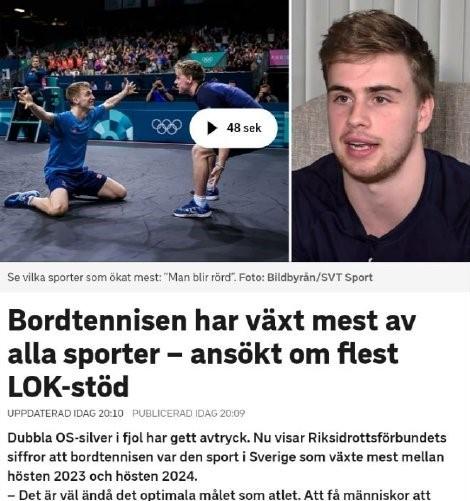 智慧优配 瑞典媒体：已形成“特鲁斯”效应，乒乓球成为瑞典增长最快的运动